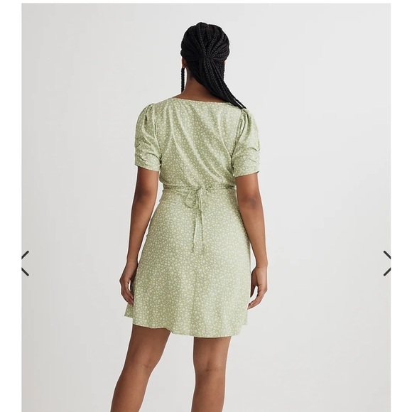 Madewell V-Neck Button-Front Mini Dress NL185 green 2 - Picture 2 of 6